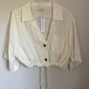 Cream button down crop top